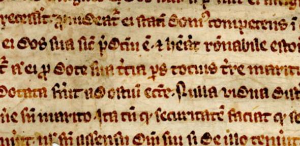Detail from the 14th-century copy of Magna Carta at St John’s College, Credit: St John's College, Cambridge