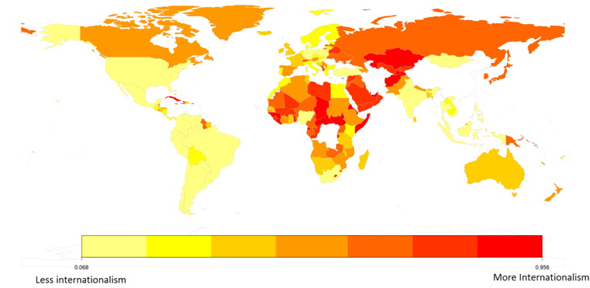 Map showing levels of international friendship by country, Credit: Yearwood/Spectre