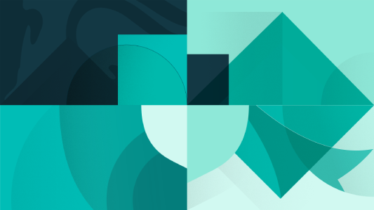Abstract artwork patterns using elements of the University of Cambridge shield in gradients of the University Blue colour.