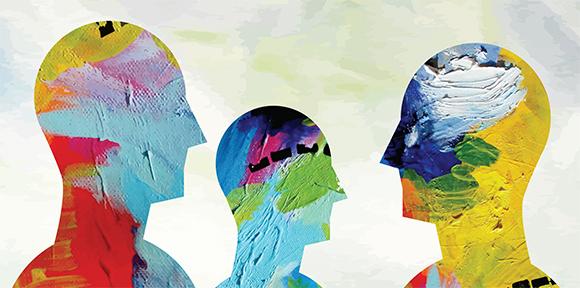 Abstract art heads and colour