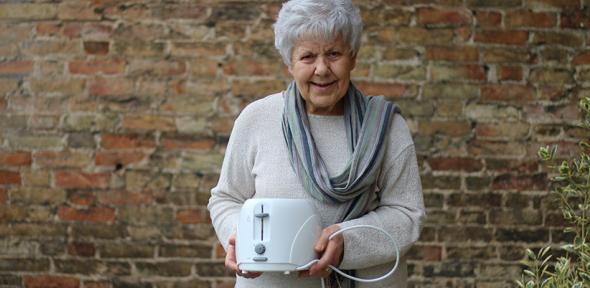 Maureen and her repaired toaster