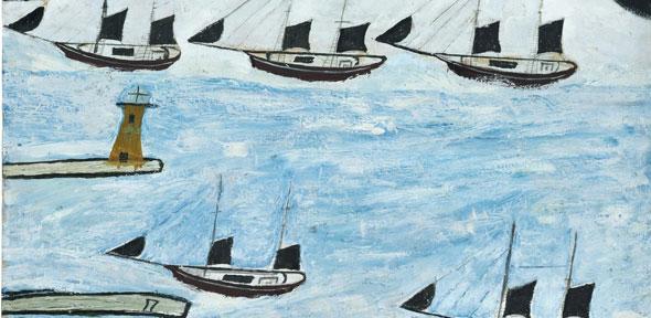 Detail from Five Ships - Mounts Bay (1928) by Alfred Wallis