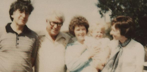 IVF trio with Louise Brown and her mother at 1st Birthday