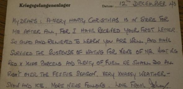 One of several letters Crook sent from his prison camp, Stalag Luft VIII-B