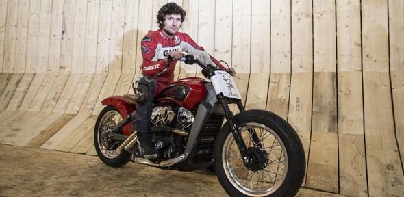 Guy Martin next to the Wall of Death.
