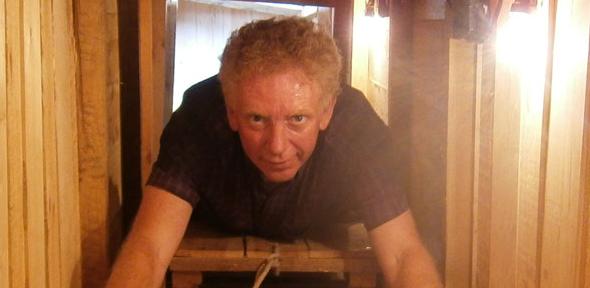 Hugh in the recreated tunnel at Zagan