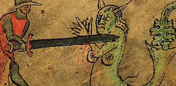Illustration from the Saga of St Olaf, Flateyjarbók, Reykjavik, Iceland