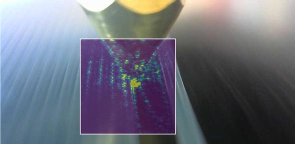 Example image of the 3D printer nozzle used by the machine learning algorithm to detect and correct errors in real time. 