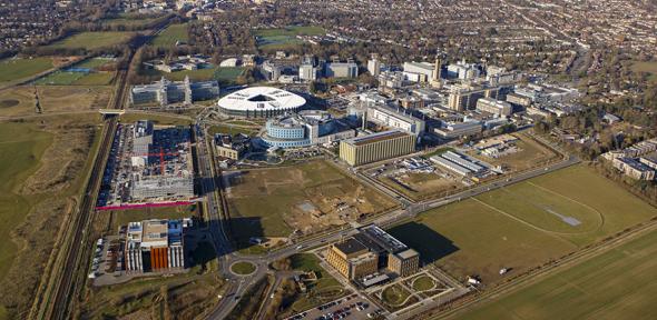 Aerial shot of Cambridge Biomedical Campus