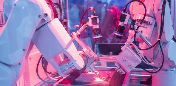 Robots on a manufacturing line