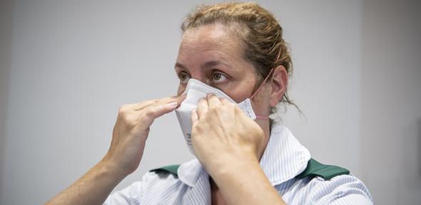 Healthcare worker wearing FFP3 mask