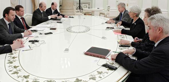 Russian President Medvedev meets with Christine Lagarde, Managing Director of International Monetary Fund