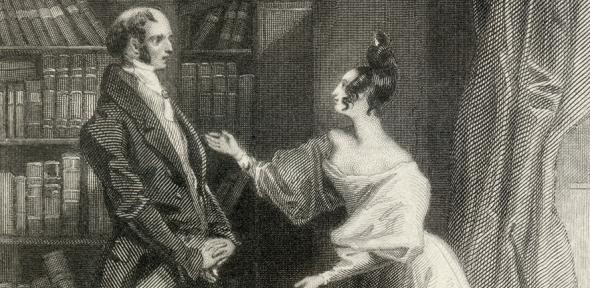 Engraving of scene from Pride and Prejudice