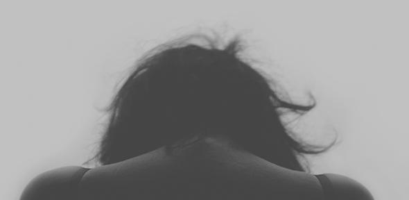Grey-scale image of a woman