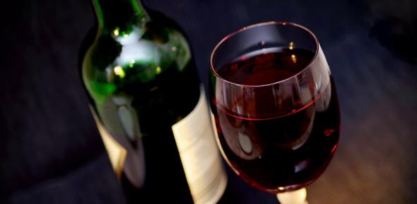 Wine glass and bottle