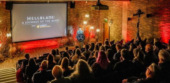 A presentation of Hellblade at a public event.