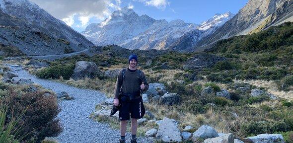 Student in mountains