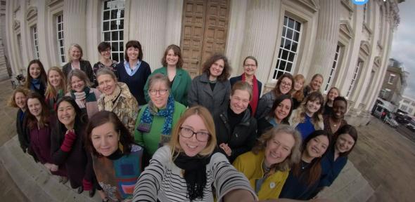 Women of Cambridge on the steps of Senate House