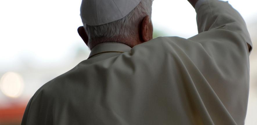 Pope Benedict XVI prays in front of the image of Our Lady of Fatima after arriving to catholic Fatima shrine in central Portugal, May 12, 2010