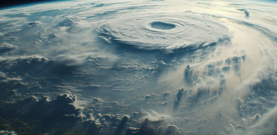 Photo of clouds swirling the Earth