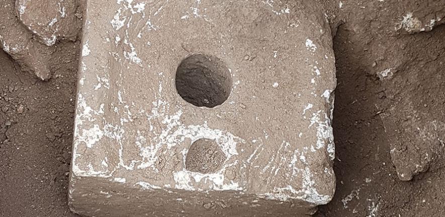 The toilet seat from the estate at Armon ha-Natziv. The site, excavated in 2019, probably dates from the days of King Manasseh, a client king for the Assyrians who ruled for fifty years in the mid-7th century.
