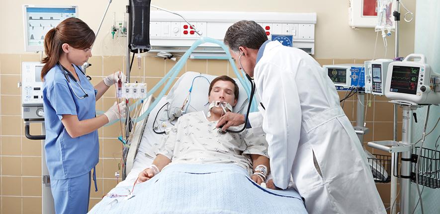 Clinicians in an intensive care unit