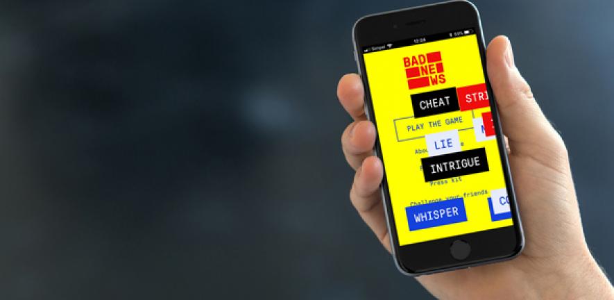 A screen shot of the Fake News Game on a smart phone. 
