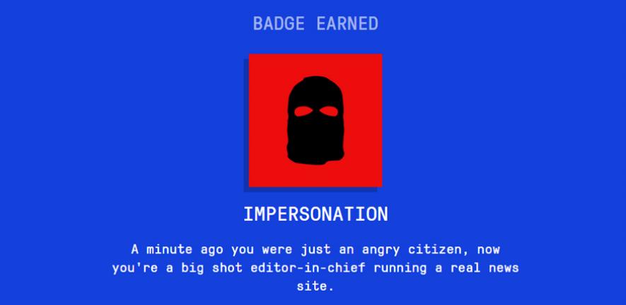 Screenshot from the fake news 'vaccine' game Bad News. 