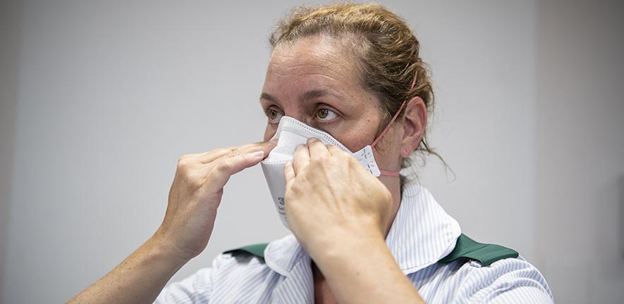 Healthcare worker wearing FFP3 mask