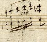 Detail from Fryderyk Chopin (1810–49), Polonaise in A-flat major for piano, Op. 53: autograph manuscript, 1842–43.