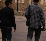 Students walking down Trinity Lane, Cambridge