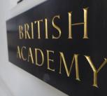 Close-up of the British Academy sign