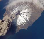 ISS013-E-24184 (23 May 2006) --- Eruption of Cleveland Volcano, Aleutian Islands, Alaska is featured in this image photographed by an Expedition 13 crewmember on the International Space Station.