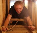 Hugh in the recreated tunnel at Zagan