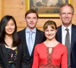 Andy Leonard, Vice President BP Cambridge, with some of the first BP supported Cambridge-MIT exchange students at the launch of the extension of the programme to non-Engineers from Cambridge University.
