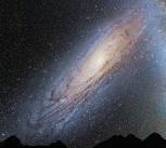 Artist's impression of the predicted collision between the Milky Way and Andromeda