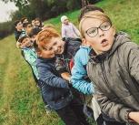 Children playing tug of war