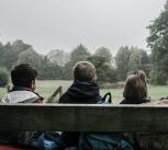 Children sitting on park bench
