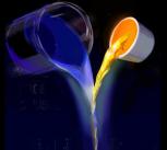 Mixing light with dye molecules, trapped in golden gaps
