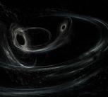 Artist's conception shows two merging black holes similar to those detected by LIGO. 