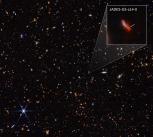 Infrared image showing JADES-GS-z14-0 galaxy