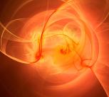 Abstract orange swirls on a black background