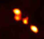 From left to right, CT, PET and combined PET/CT images of the heart arteries.