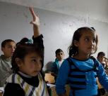 Syrian refugee children in a Lebanese school classroom