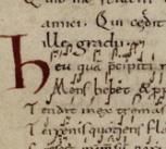Detail from the Cambridge Songs manuscript leaf that was stolen from and then recovered by Cambridge University Library.