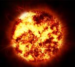 Bright red and yellow sun