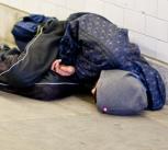 Homeless man in tunnel