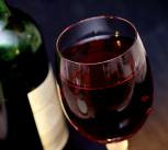 Wine glass and bottle