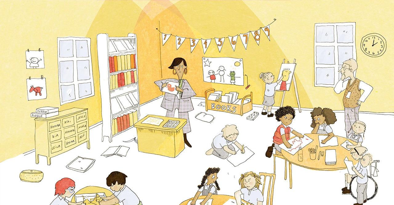 A classroom of young children experiencing a day at school.