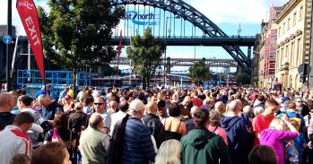 Crowds on Newcastle Quayside for the Great North Run in 2013. Photo: Glen Bowman